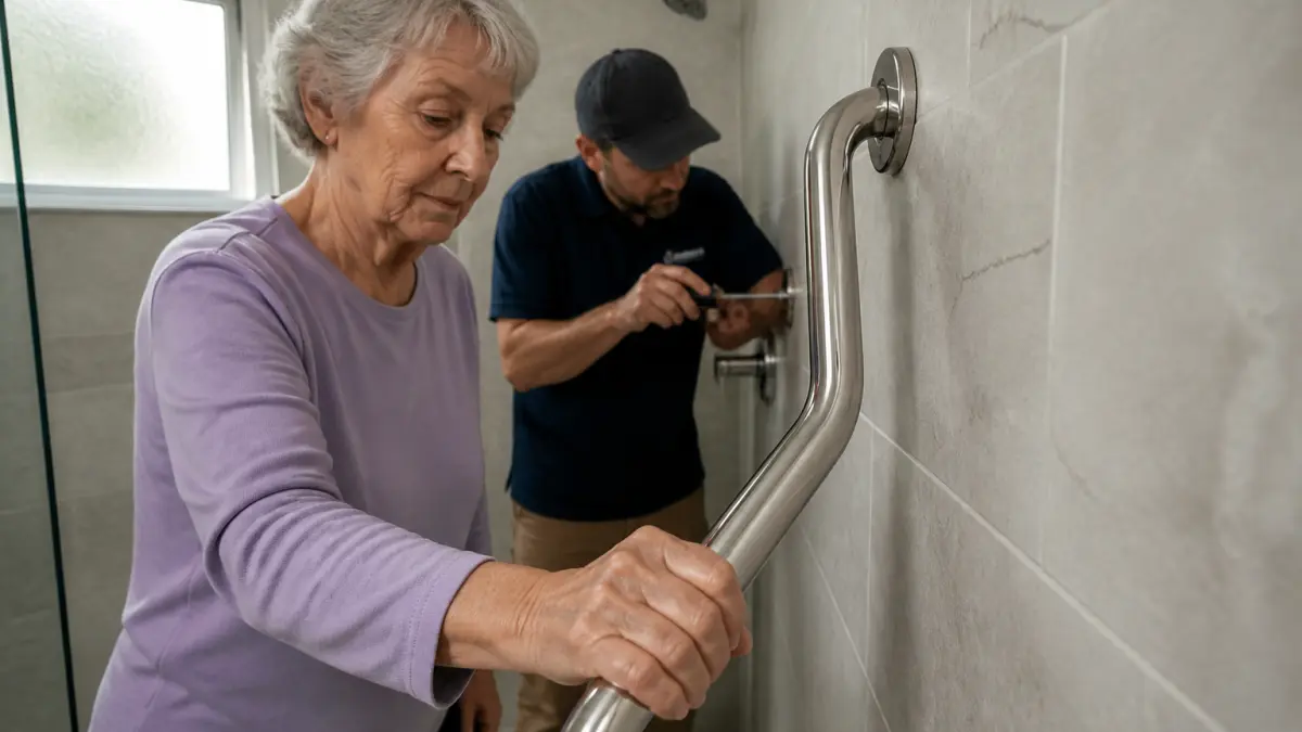 Barre de maintien de douche PMR : norme et pose
