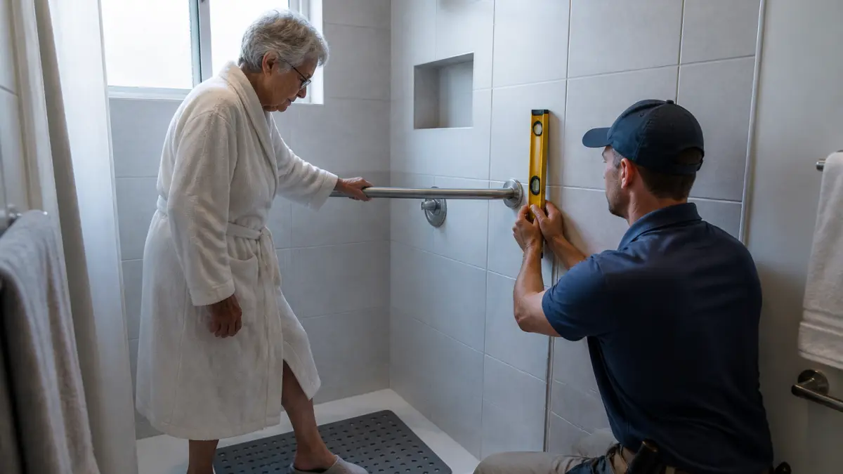 Barre de maintien de douche PMR : norme et pose